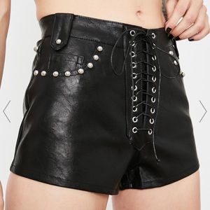 NEW Dolls Kill/Current Mood Leather Lace Up Shorts